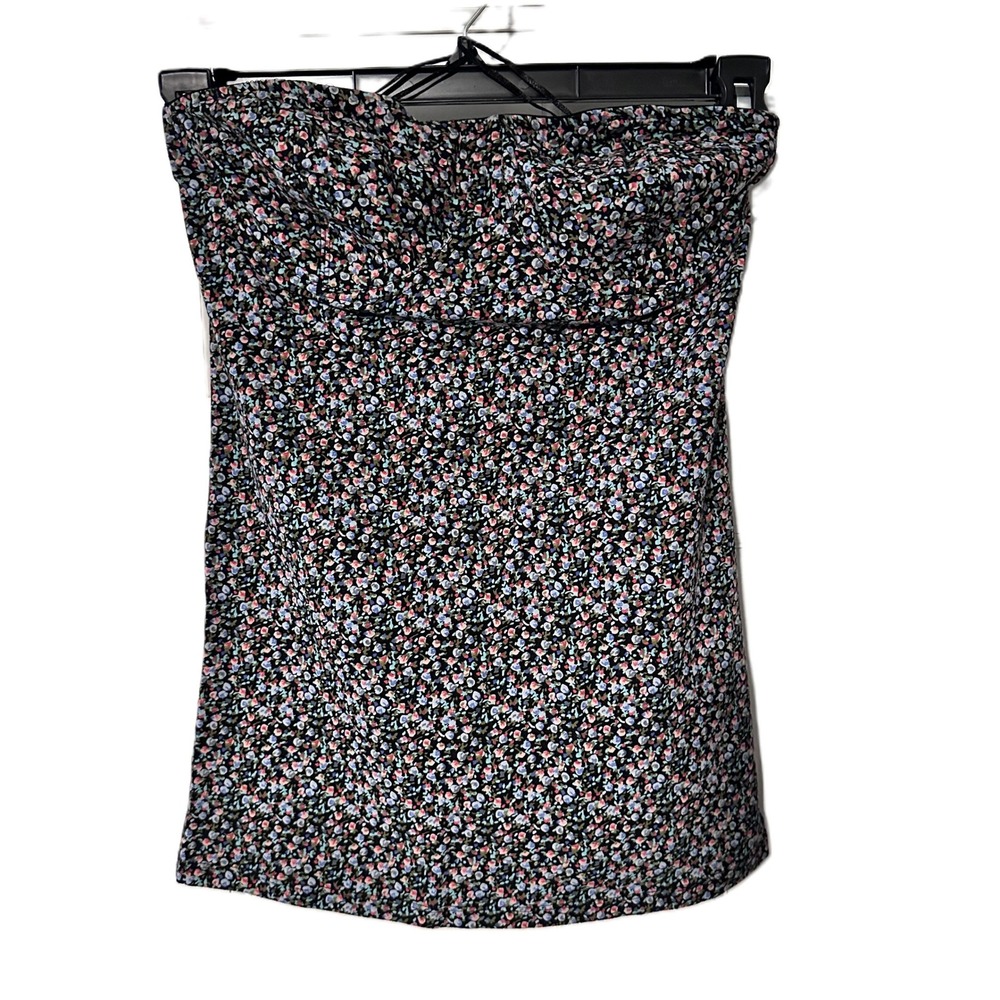 Element Live Learn Grow Strapless Tube Top Bustier Built-In Bra Boning Floral L